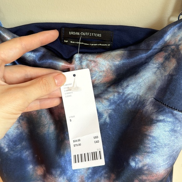 UO Printed Mini Slip Dress in Light Blue - Picture 5 of 6